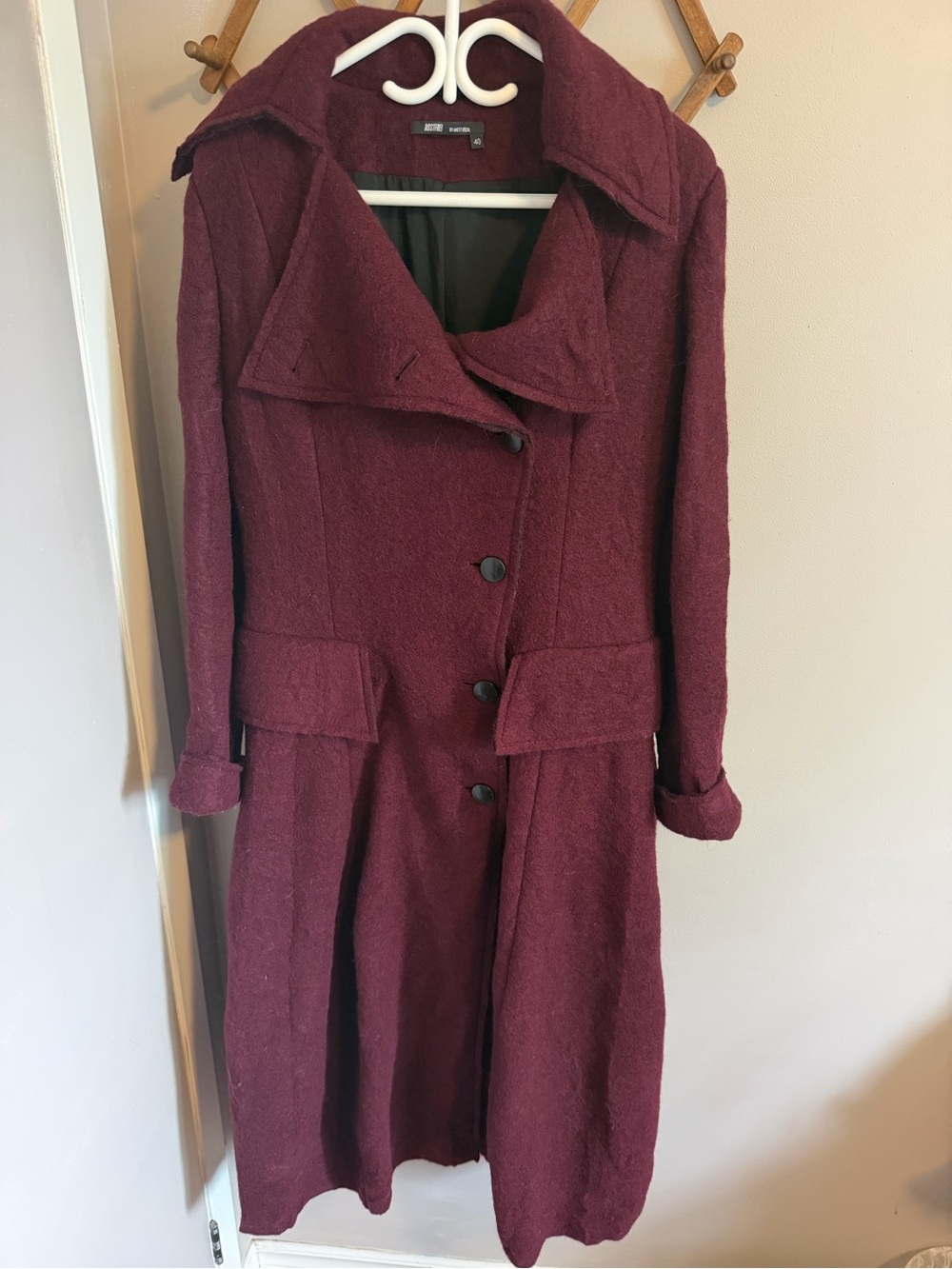 Rostfrei by Anett Röstel Burgundy Boiled Wool Blend Long Coat Size 40